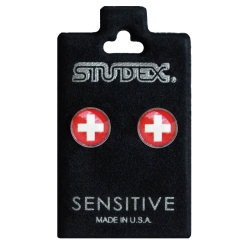 Chirurgenstahl Ohrstecker mit Fahne Schweiz Studex Sensitive