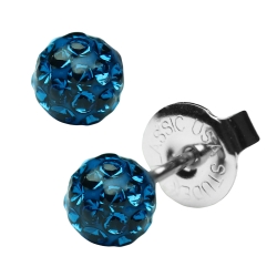 Erstohrstecker Shamballa in blau 4,5mm Studex System 75