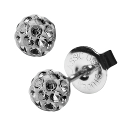 Erstohrstecker Shamballa in weiß 4,5mm Studex System 75