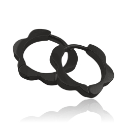 Titan Creolen Ohrringe Blumenform schwarz