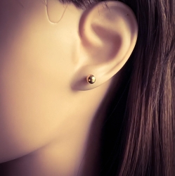 Ohrringe Ohrstecker Titan mit goldfarbener Kugel 5mm