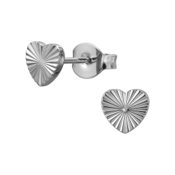 Titan Ohrringe Ohrstecker Herz mit Reliefstruktur