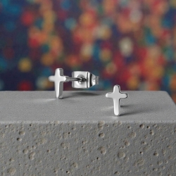 Titan Ohrringe Ohrstecker mit Kreuz