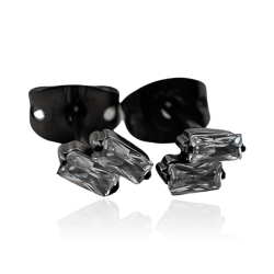 Titan Ohrringe Ohrstecker schwarz mit rechteckigen Kristallen