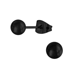 Ohrringe Ohrstecker Titan mit schwarzer Kugel 3-5mm