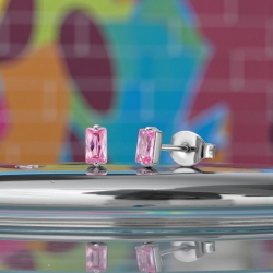 Titan Ohrringe Ohrstecker mit Zirkonia in pink