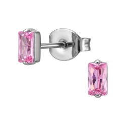 Titan Ohrringe Ohrstecker mit Zirkonia in pink