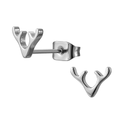 Titan Ohrringe Ohrstecker mit Hirschgeweih 7mm