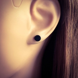 Titan Ohrringe Ohrstecker mit Kreis 6mm schwarz