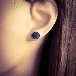 Titan Ohrringe Ohrstecker mit Kreis 8mm schwarz