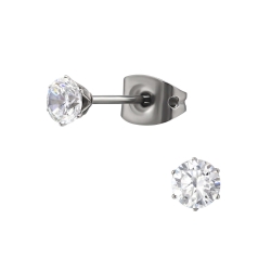 Titan Ohrstecker mit Zirkonia 4mm