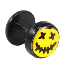 Fake Plug Ohrstecker mit Voodoo-Motiv